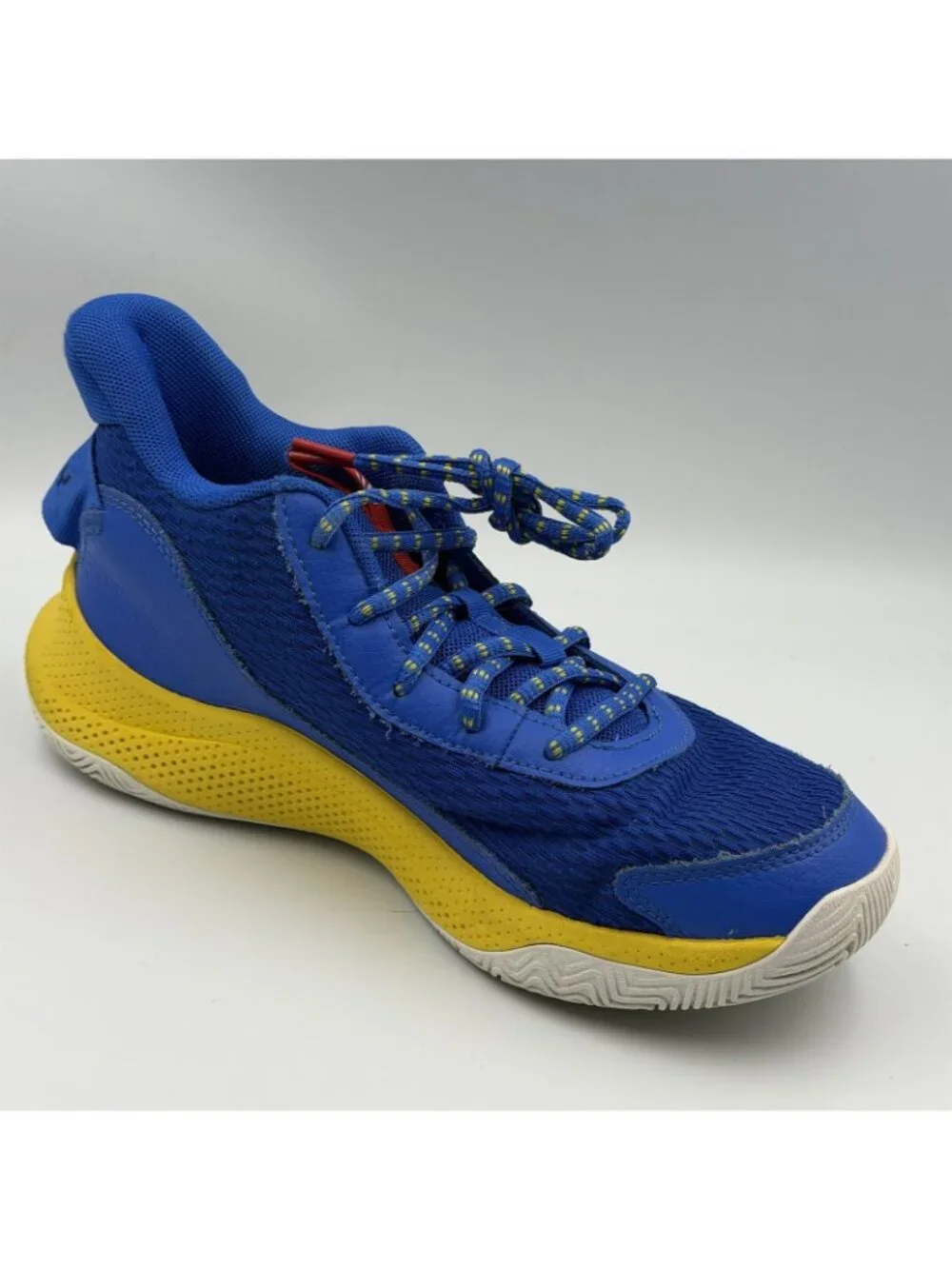 Under Armour Curry Flow 8 Youth Kids Basketball Shoes Blue Yellow Size 6Y